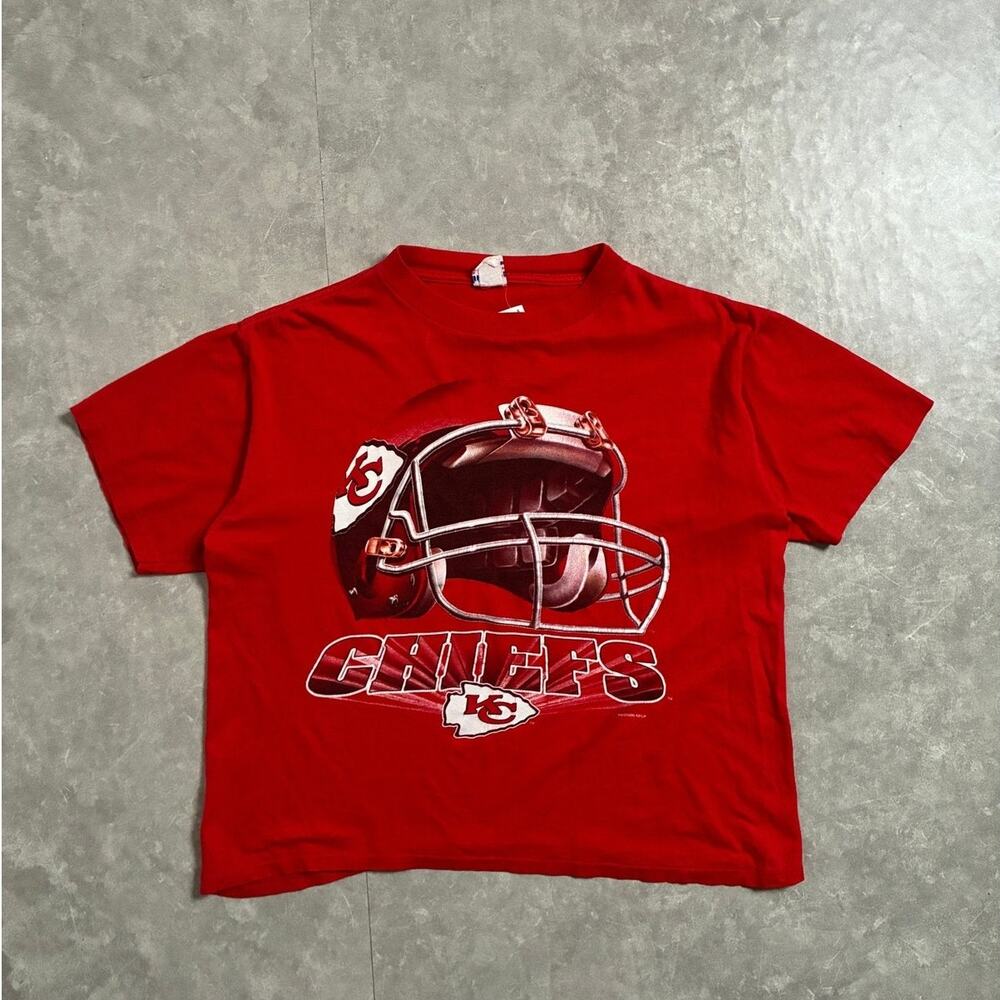 90s Vintage Kansas City Chiefs Helmet Big Print T-Shirt -XL
